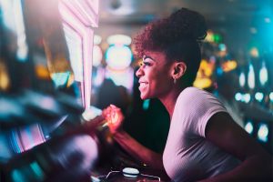 Happy Woman At The Casino