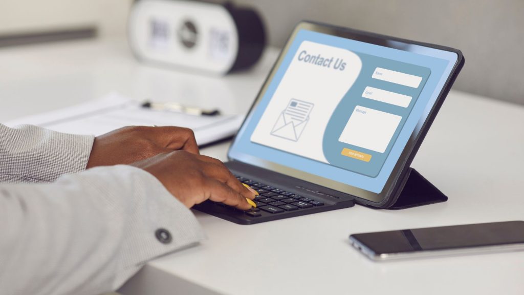 Image of a Contact Form on Computer Screen